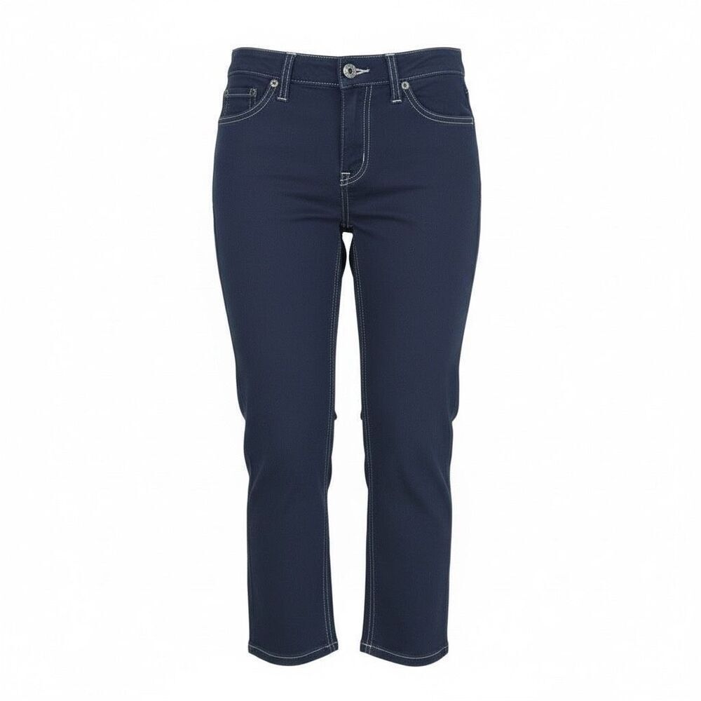 Talbots NWT Stretch Cotton Straight Leg Crop Jeans Navy Blue Size 4 Petite